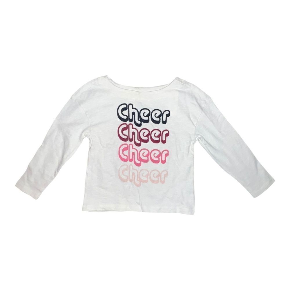 Gymboree Girls White Cheer Graphic Long Sleeve Knit Shirt Small NWT